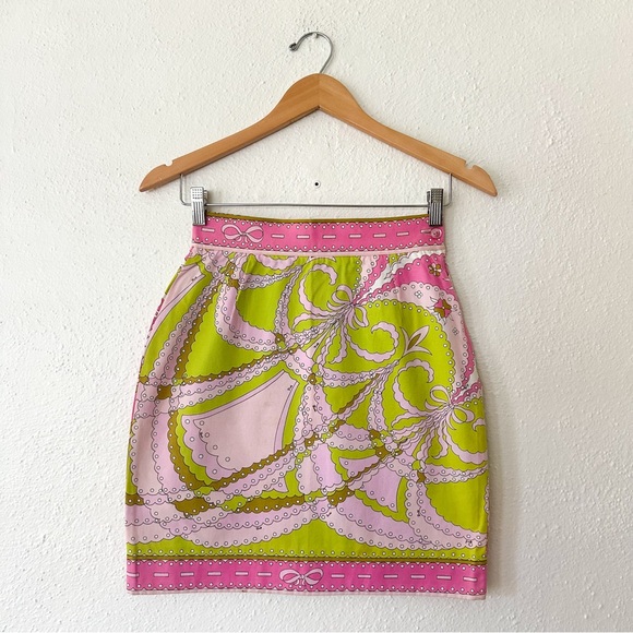 Emilio Pucci Dresses & Skirts - Emilio Pucci Vintage c. 1960s Designer Pink & Green Mini Skirt